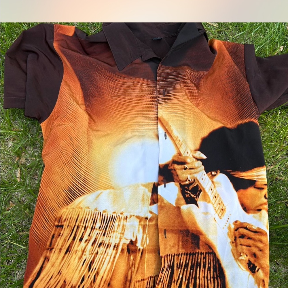 Brown Graphic Jimi Hendrix shirt